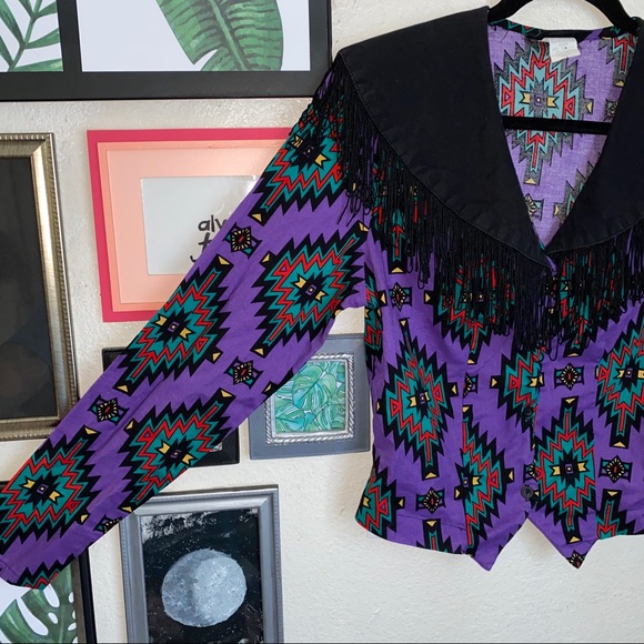 ❌SOLD❌ VINTAGE Western fringe cropped Jacket 💜 - Picture 2 of 5